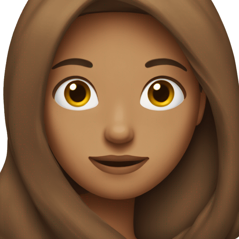 Woman with long brown hair hug emoji