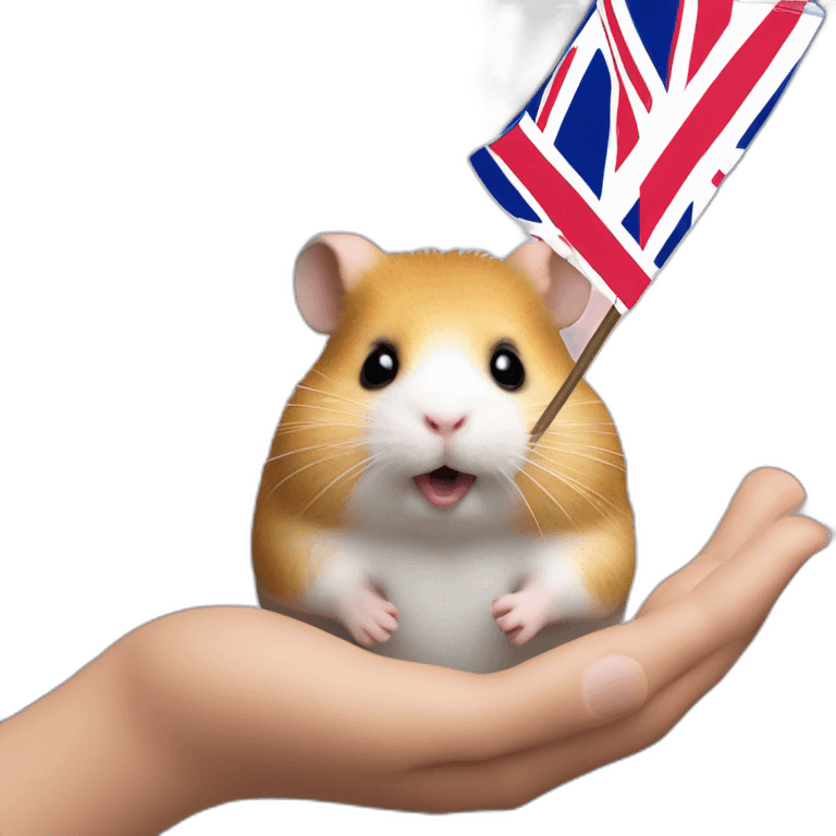 Fat hamster waiving small uk flag in the hand emoji