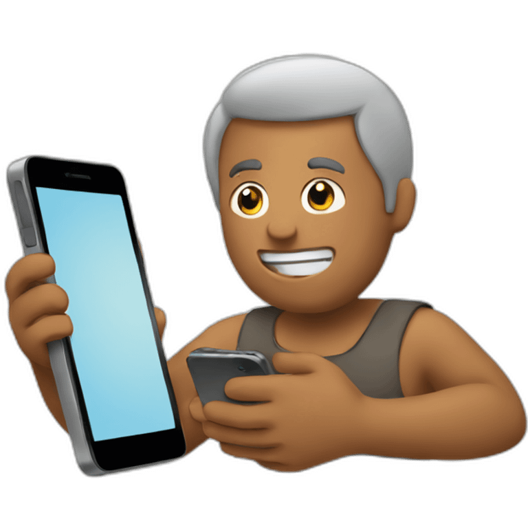 man keeping phone in his hands emoji