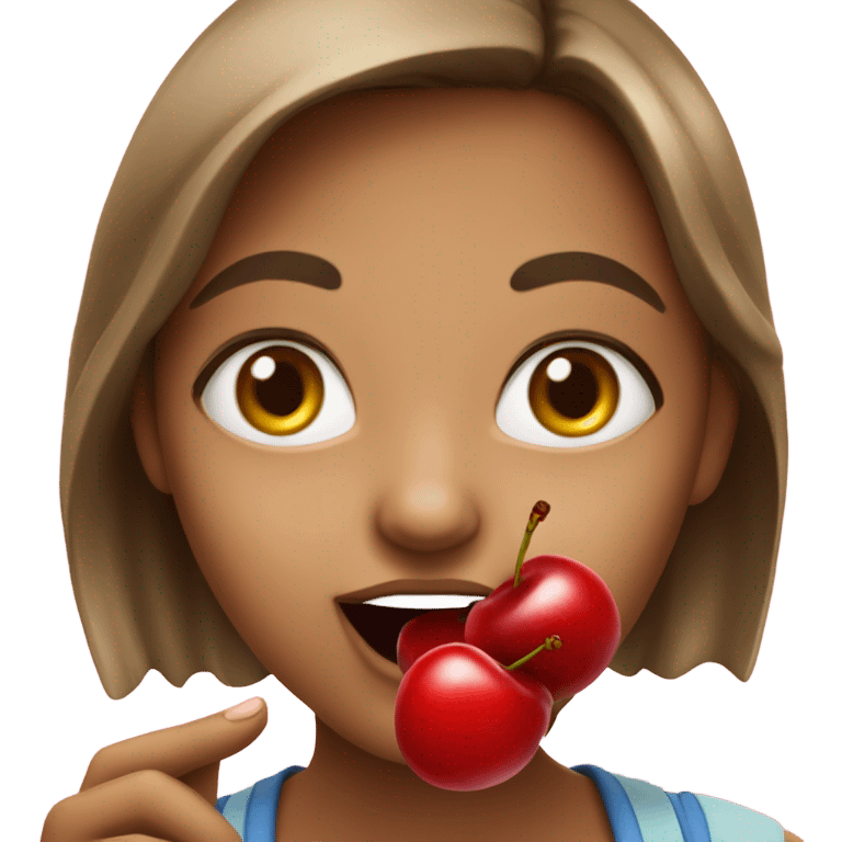 girl eating cherries  emoji