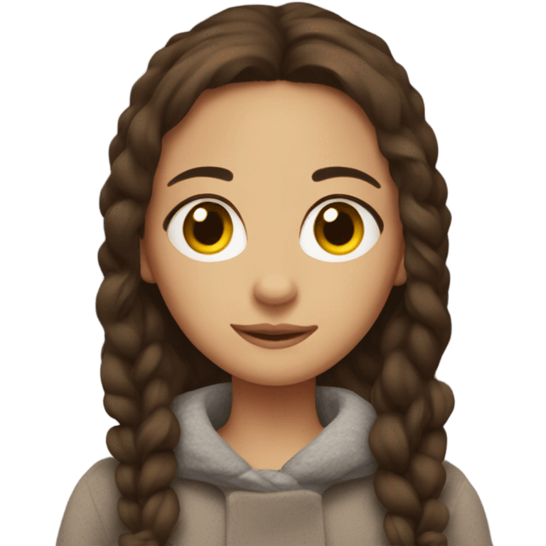 Brunette girl that looks cute and cozy emoji