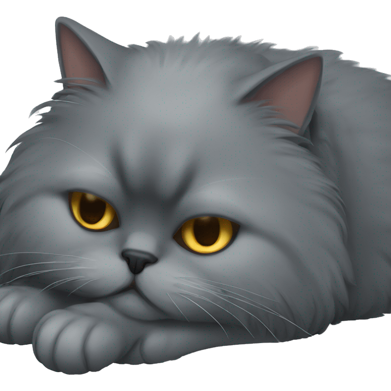 Dark grey persian cat sleeping  emoji