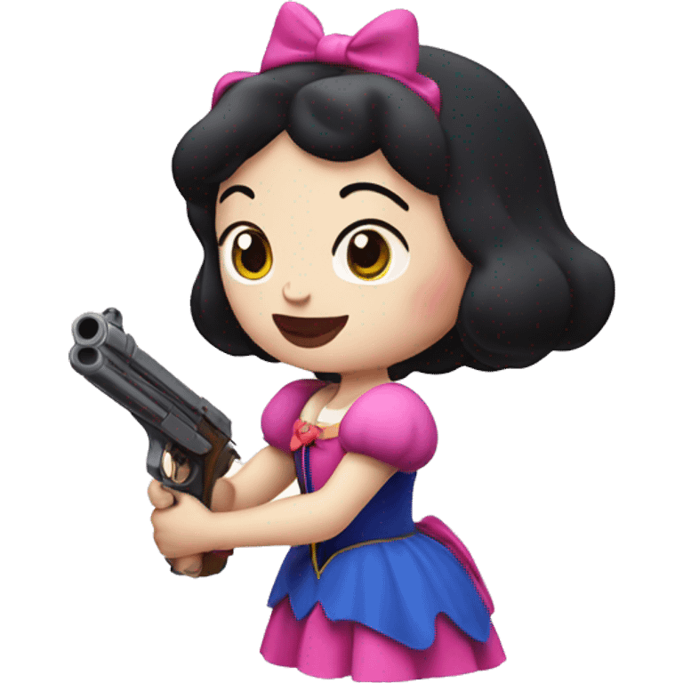 Snow White with a pink gun emoji