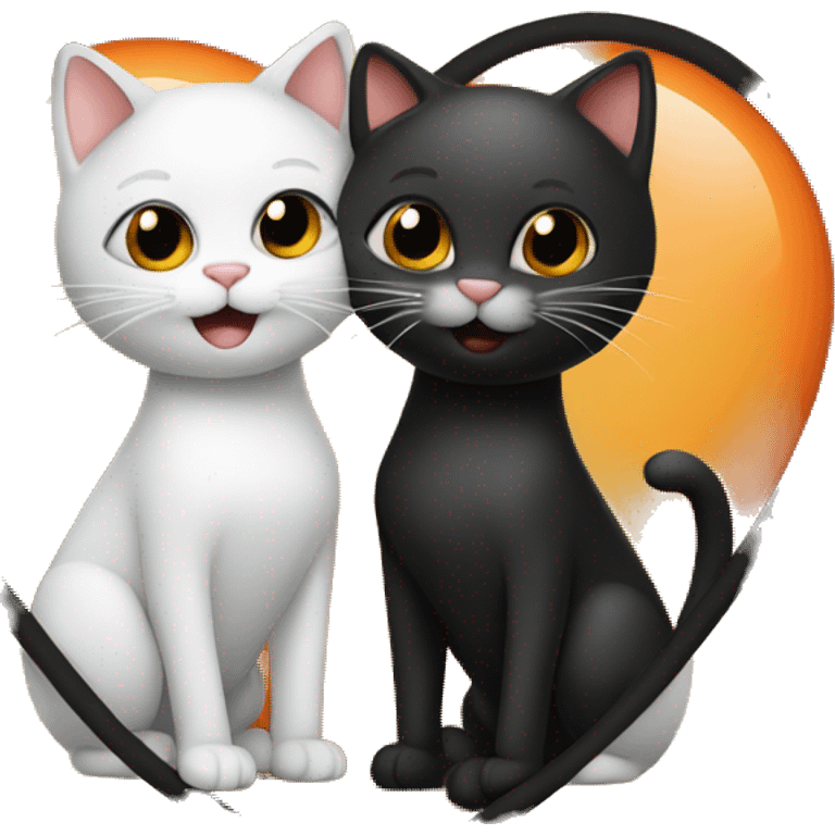 two in love cats. one orange one black emoji