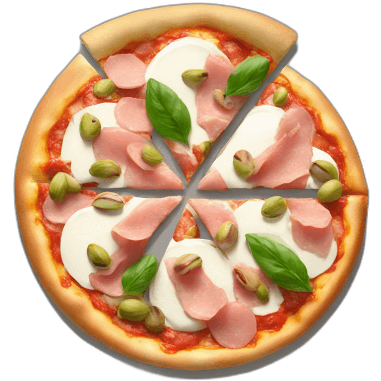 Pizza with burrata, mortadella and pistachios emoji