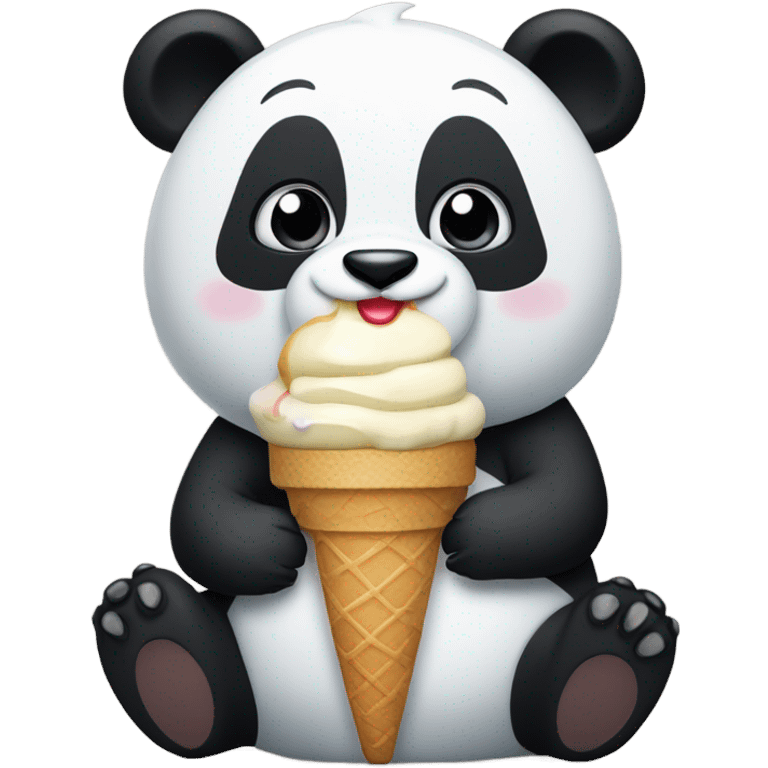 panda eating ice cream emoji