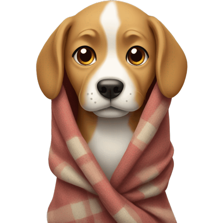 A dog wrapped in a blanket emoji