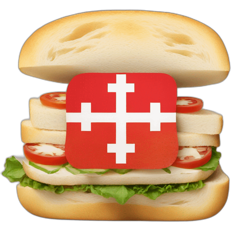 Swiss flag on a sandwich emoji