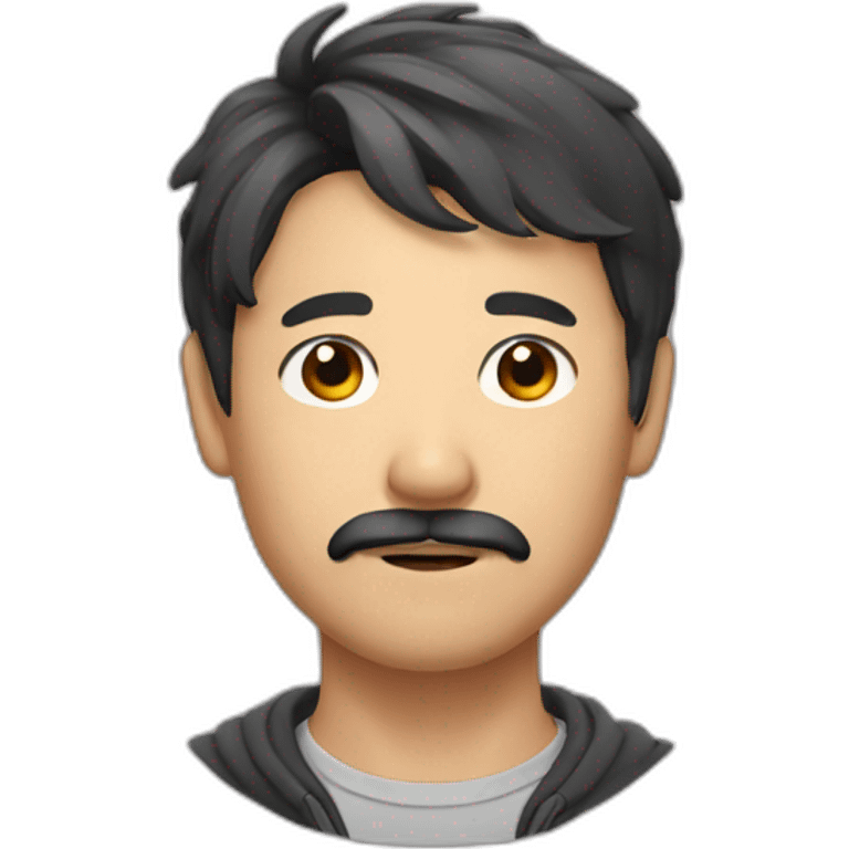 Asian man with mustache with short messy hairstyle emoji