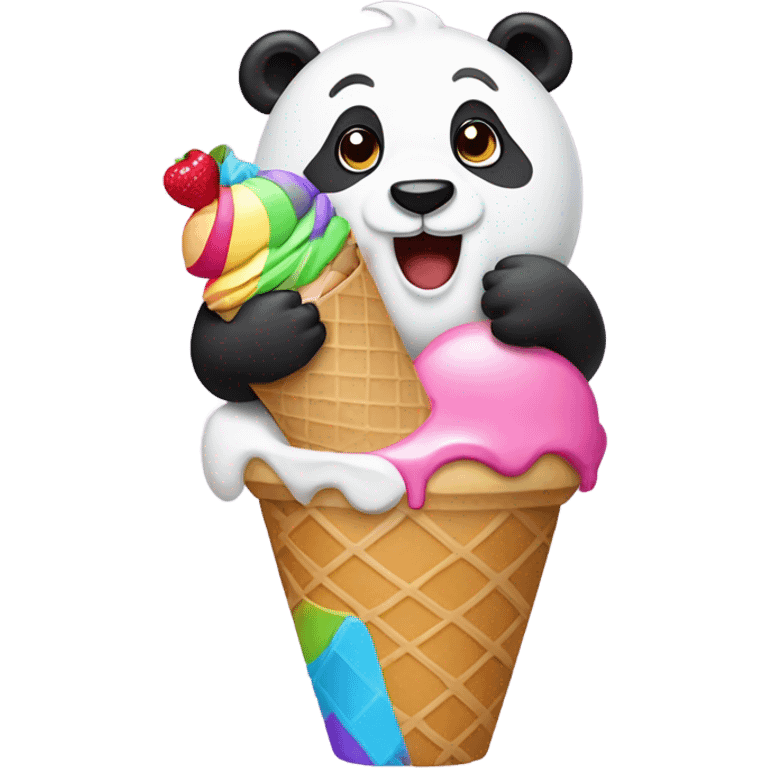 Panda eating ice cream emoji