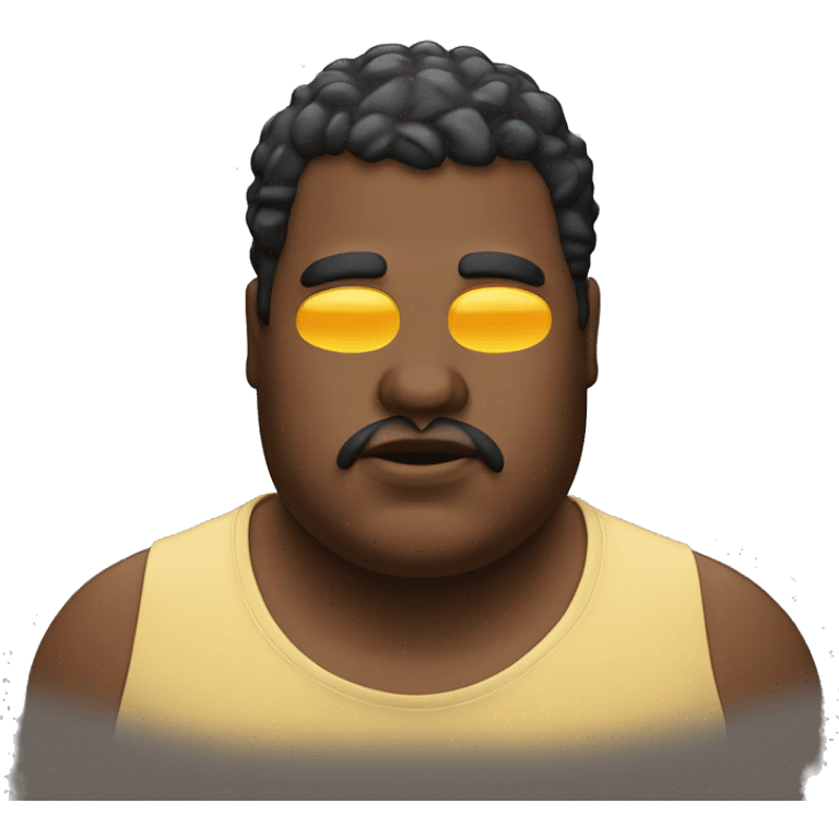 A fat man with cheese on his eyes emoji