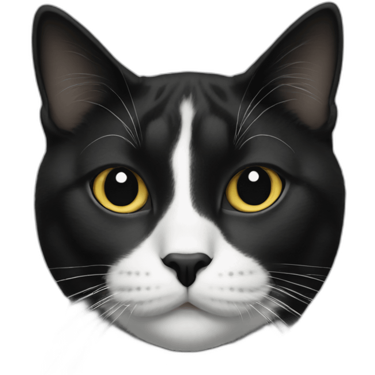 Tuxedo cat with black dot on face above nose emoji