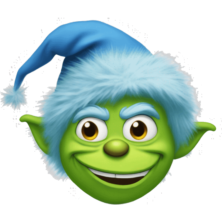 Blue grinch with a smirk emoji