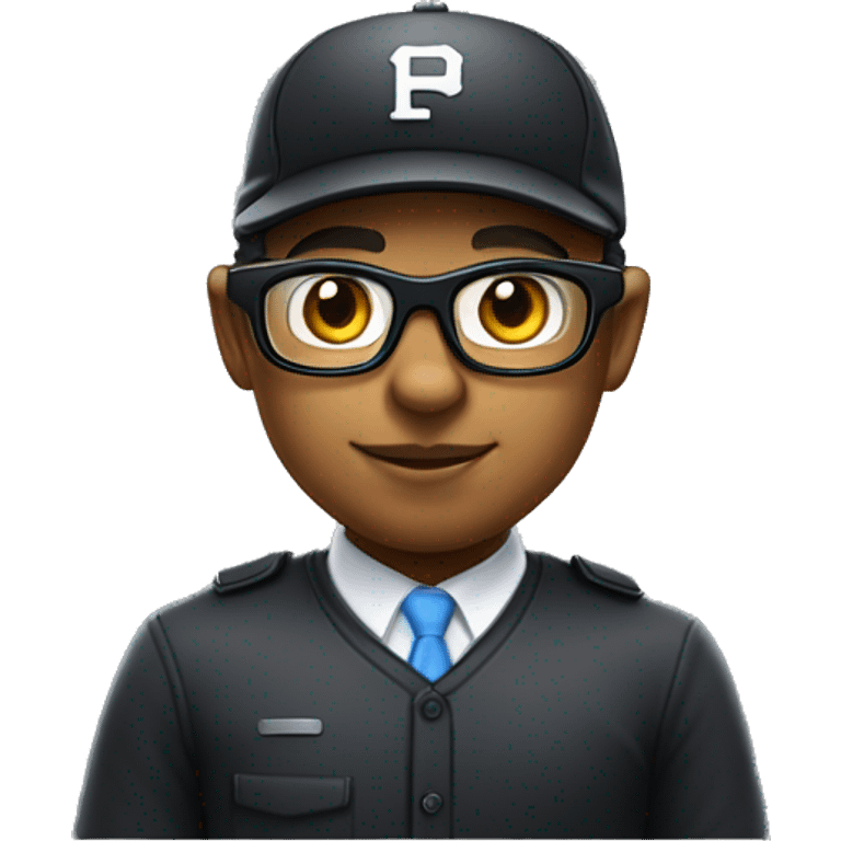 Mulatto umpire confident business young adult cat pfp with smart glasses, eyes gleaming with redemption emoji