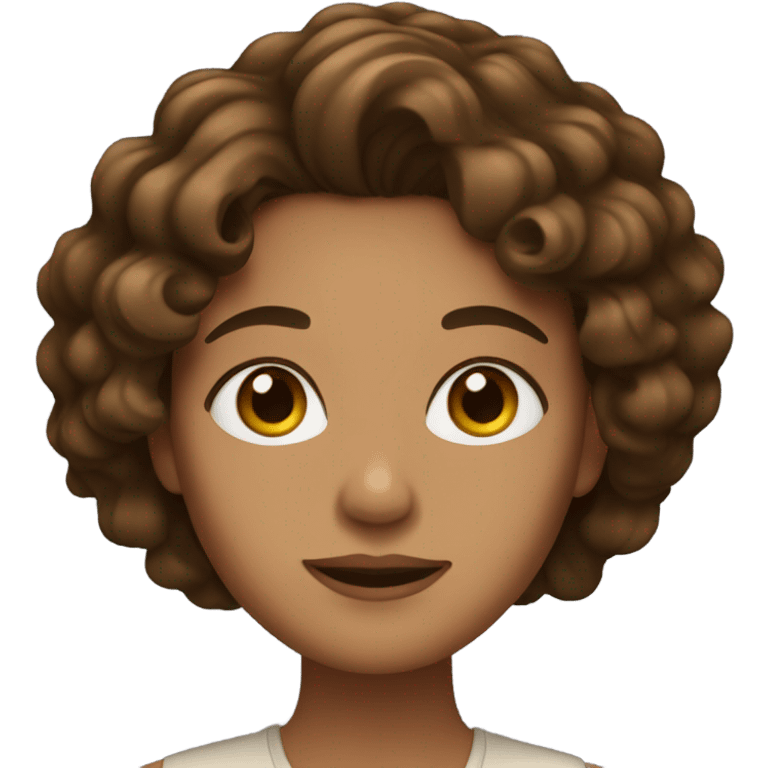 a woman with wavy hair and brown eyes emoji