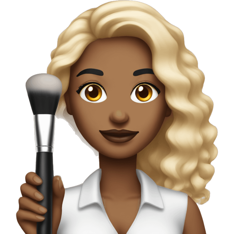 Make makeup artist holding makeup brush light skin emoji