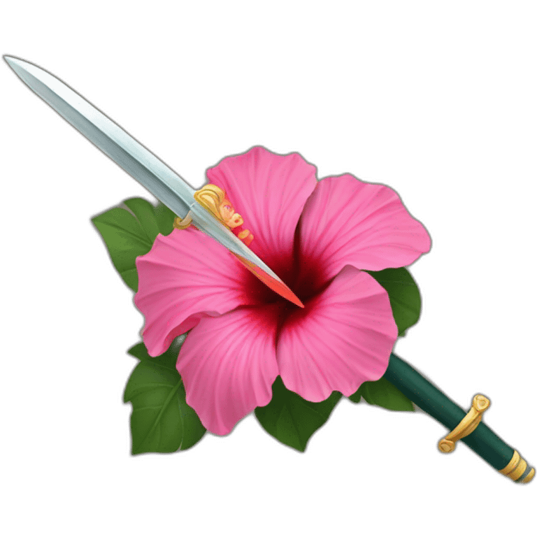 Hibiscus with sword protection emoji