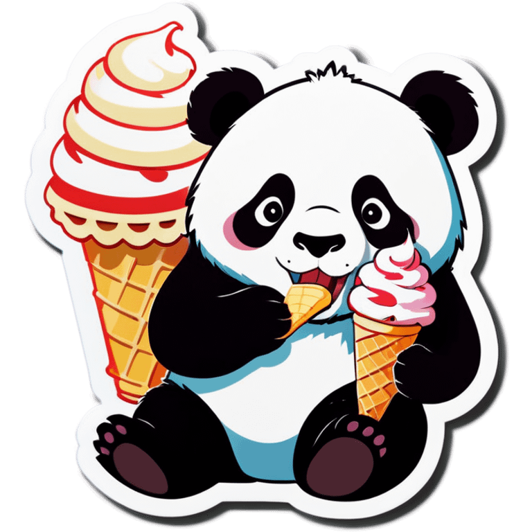 Panda eating ice cream emoji