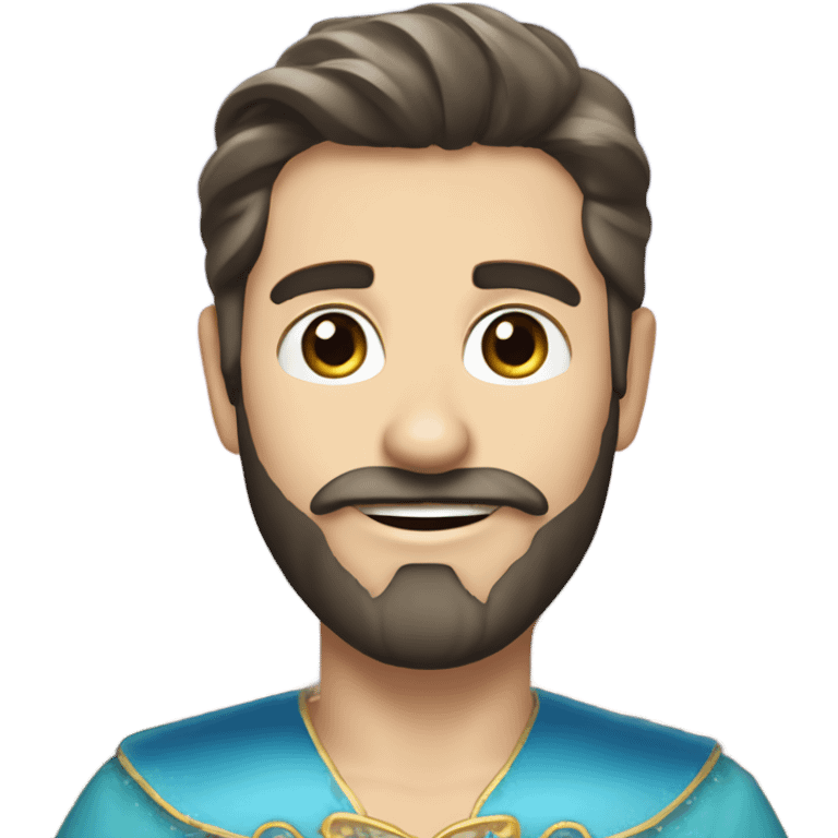 Dark haired white man with beard in a princess dress on the Eiffel tower  emoji