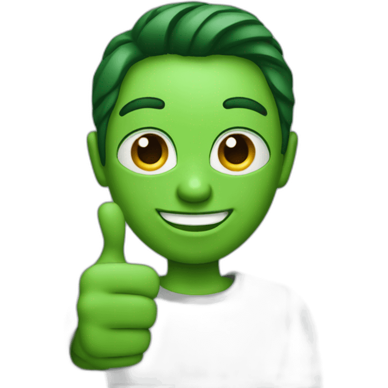 guy with green skin shows thumb up emoji