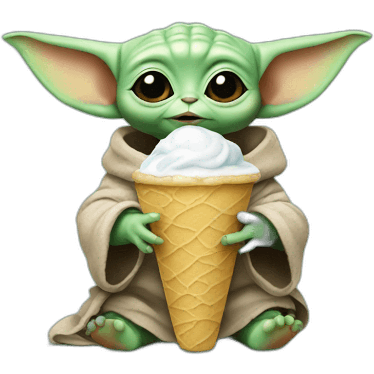 Baby yoda eating ice cream and drink emoji