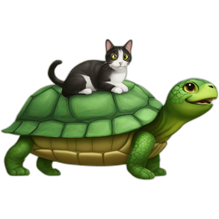 A cat on A turtle emoji