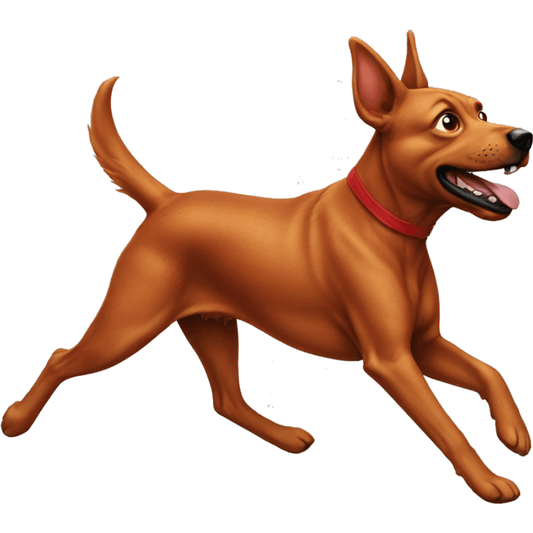 realistic solid red dog with pointed ears running emoji