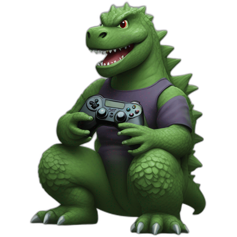 Godzilla playing videogames emoji