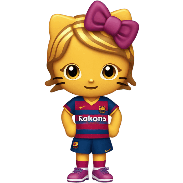 hello kitty wearing barcelona’s jersey emoji