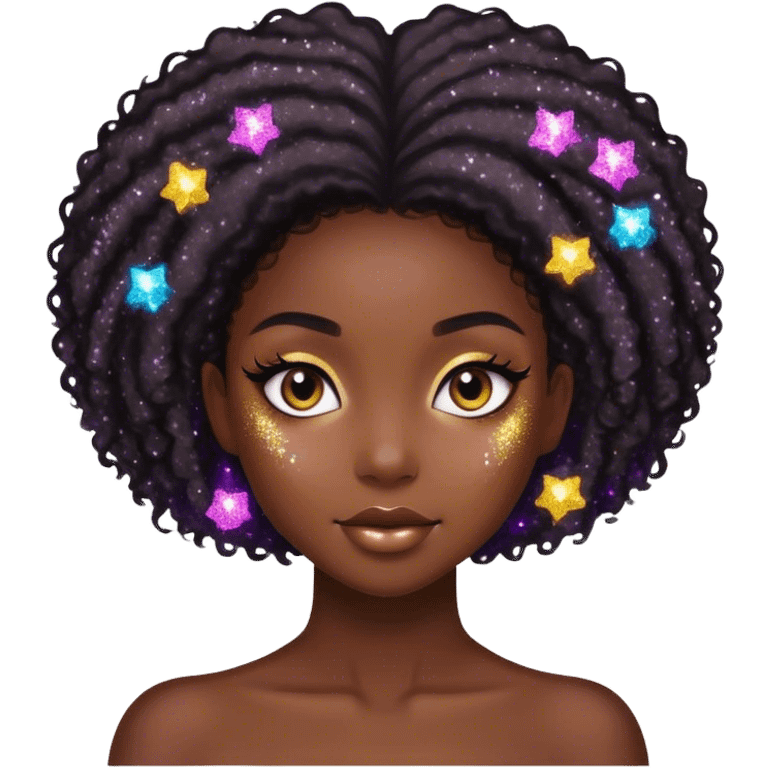 Beautiful black and fat girl offering glitter emoji