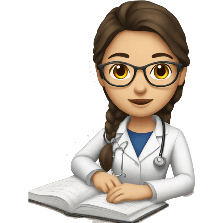 Brunette girl studying medicine emoji