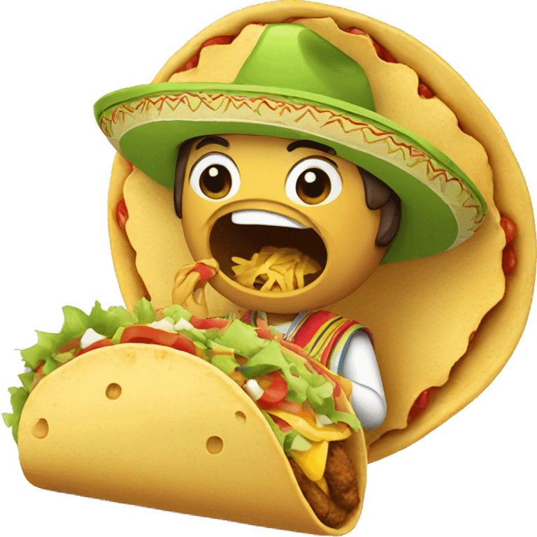 Mexican eating taco emoji