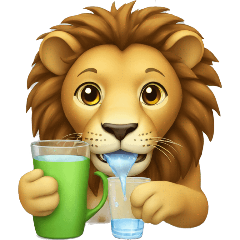 lion with cup of water emoji