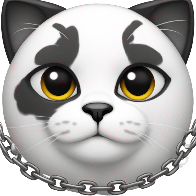 black and white cat in a puffer with a chain  emoji