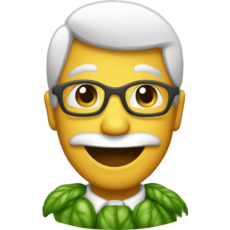 Basil emoji with a happy expression emoji