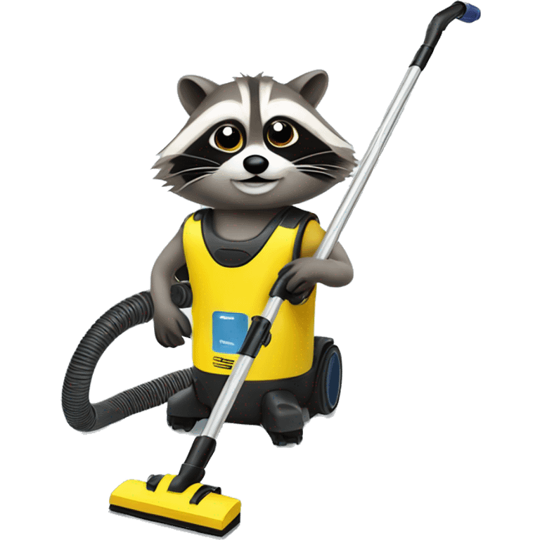 raccoon with a Karcher vacuum cleaner emoji