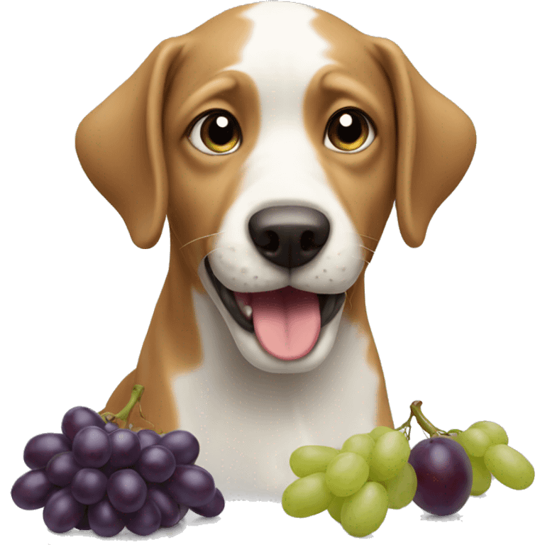 Dog eating grapes emoji