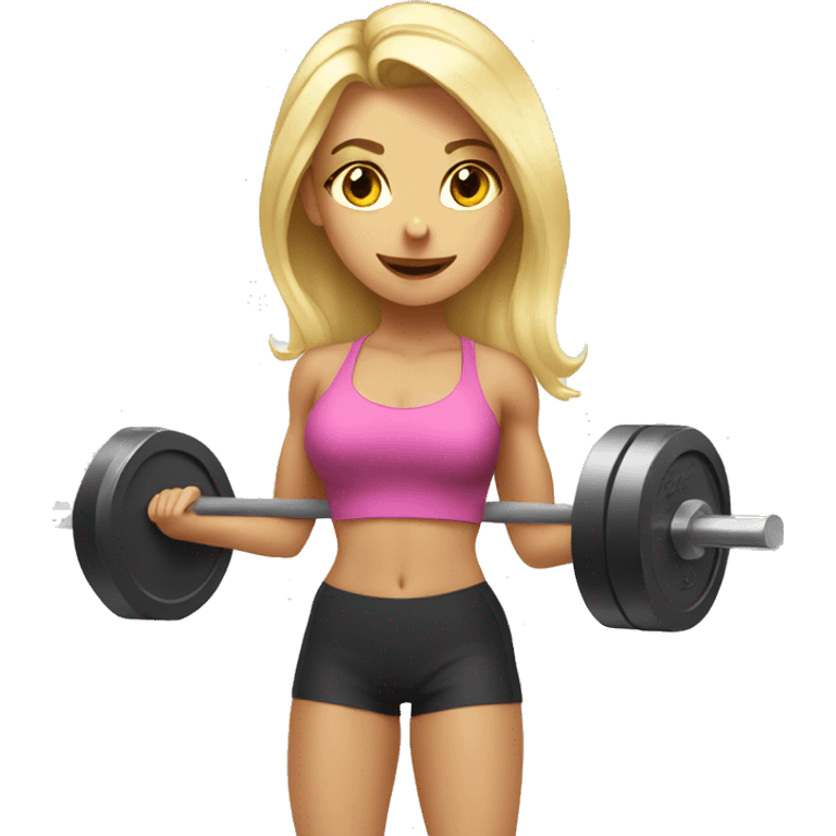 Blonde girl doing squats with barbell emoji