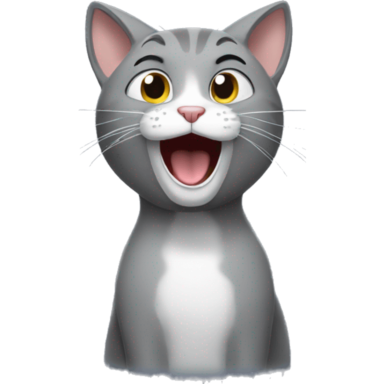 Grey cat singing emoji