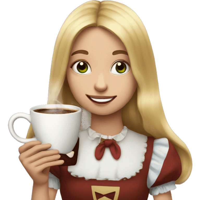 Alice's adventures in Wonderland drinks coffee emoji