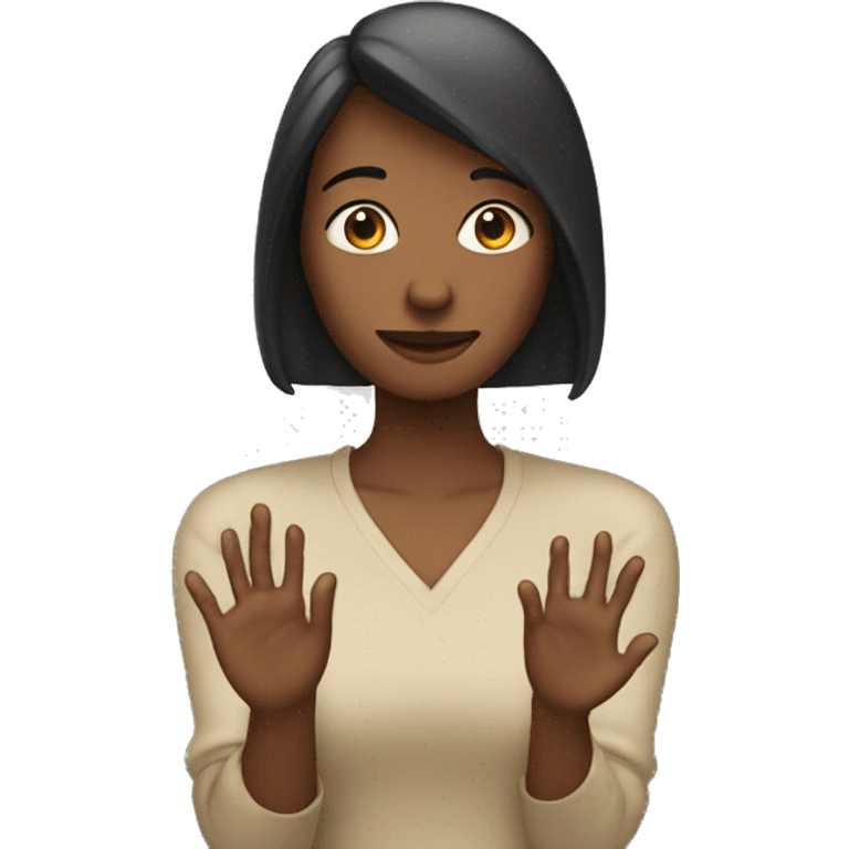 A person holding her hands in front of her emoji