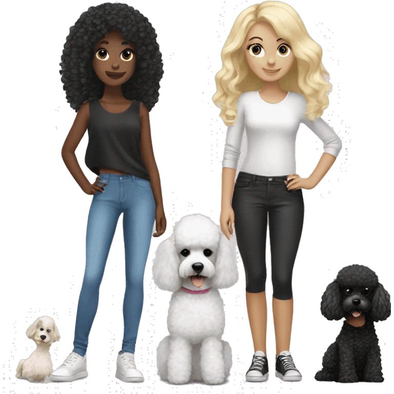 2 blonde girls with black and white poodle emoji