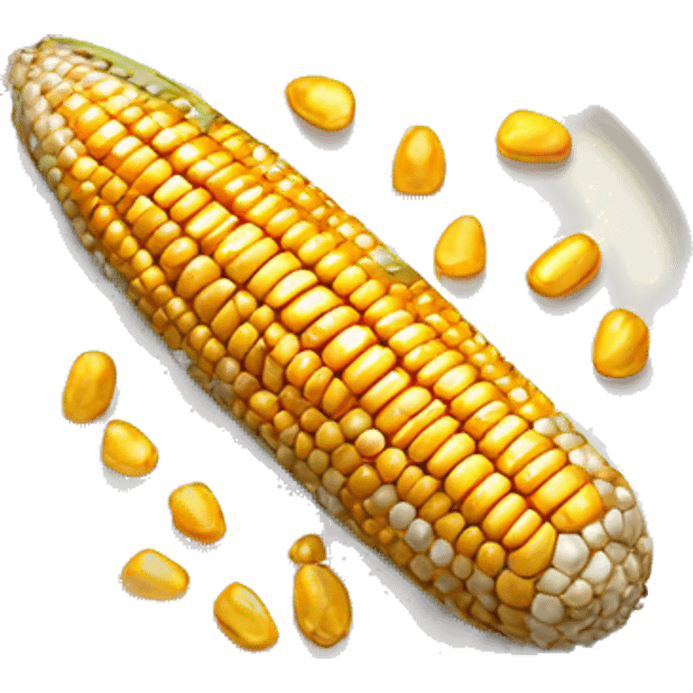 broiled whole corn with deliciously toasted kernels sitting on a plate emoji