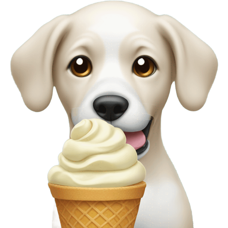 Cute dog eating ice cream emoji