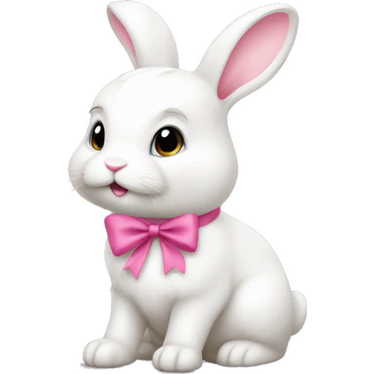 white bunny with pink bow emoji