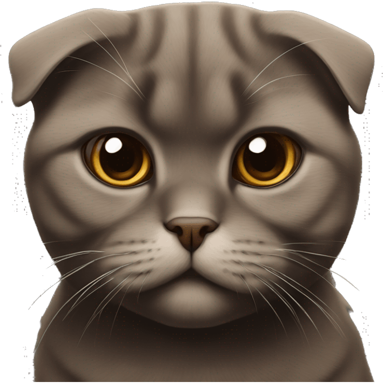 thick dark brown scottish fold cat emoji