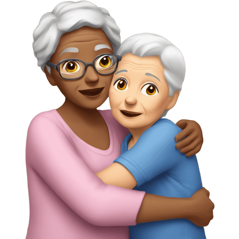 Grandma huggings with a girl emoji