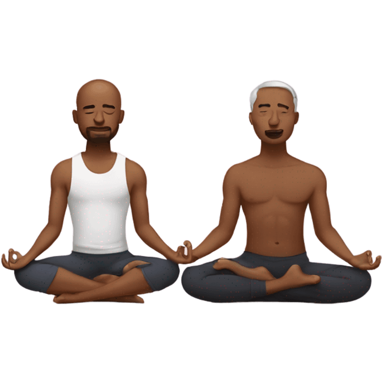 Two men doing yoga emoji