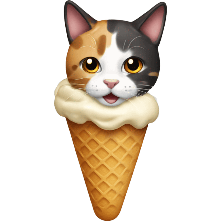 Icecream with calico cat emoji