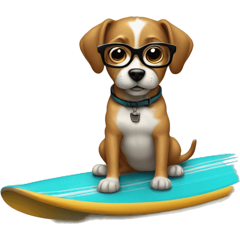 Dog wearing glasses on a surf board emoji